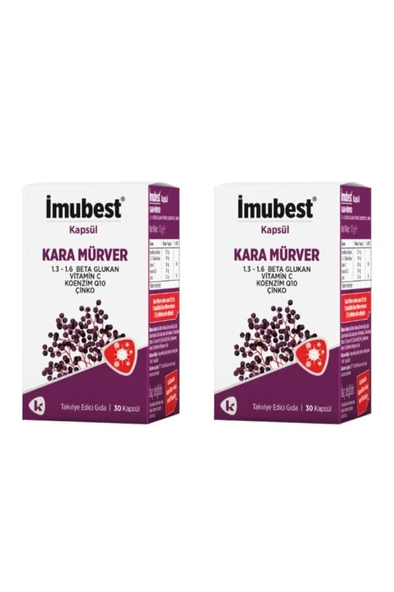 İmubest Kara Mürver 30 Kapsül 2'Li PAKET (SKT:02/2028) ürün görseli 1