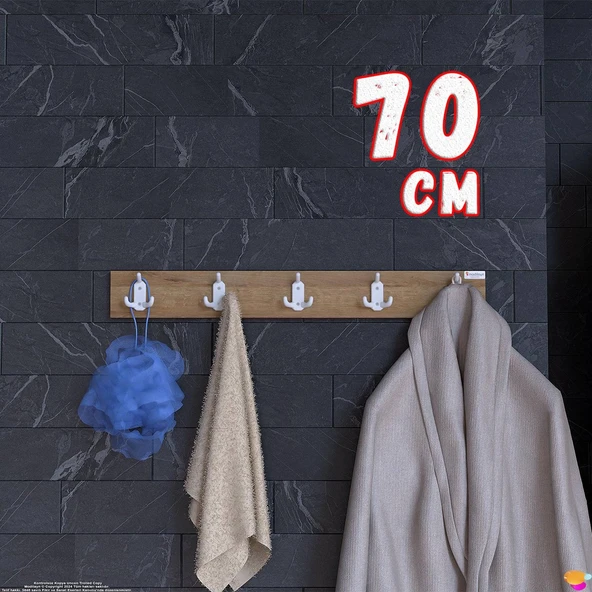 Modilayn ARI Serisi 66,4x9,6 cm 5' li Set 15 Kancalı Banyo Askısı | Ekstra Düzen ve Yer Tasarrufu ürün görseli 1