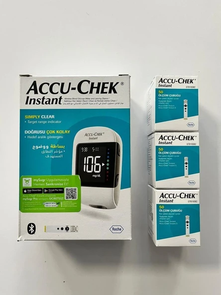 Accu Chek Instant Cihaz + Accu Chek Instant Strip 3 KUTU 50'Li (SKT:05/2027) ürün görseli 1