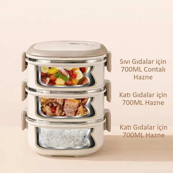 PTTAVM: Valkyrie 3 Katlı Yemek Kabı 2100 ml – Termal Çantalı Lunch