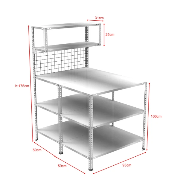 3 Katlı Duble Paketleme Masası 118x93 cm - 2 Raflı Tel Kafesli , Atölye, Depo, Hobi Çalışma Masası ürün görseli 1