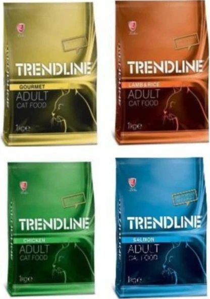 Trendline Gurme + Kuzu Etli + Tavuklu + Somonlu Yetişkin Kedi Maması 4 x 1 KG ürün görseli 1