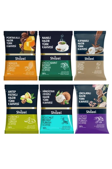 6 lı Türk Kahve Seti (Portakal-nane-çikolatalı-kaymak-hindistanceviz-antepfıstıklı) 6x100 g ürün görseli 1