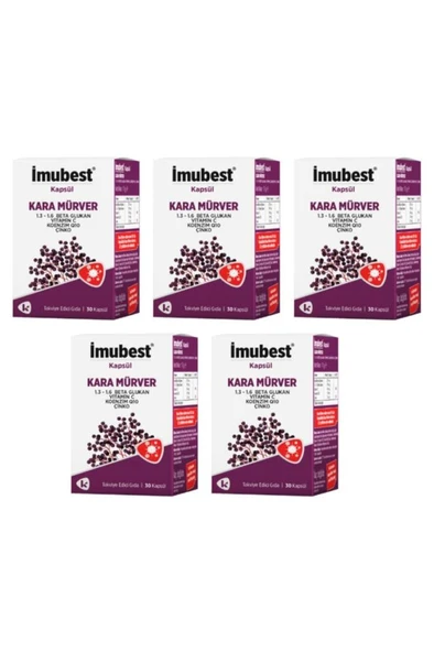 İmubest Kara Mürver 30 Kapsül 5'Li PAKET (SKT:02/2028) ürün görseli 1