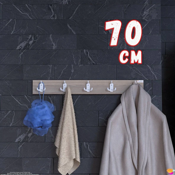 Modilayn ARI Serisi (66,4x9,6 cm) 5'li Set 15 Kancalı Banyo Askısı | Ekstra Düzen ve Yer Tasarrufu ürün görseli 1