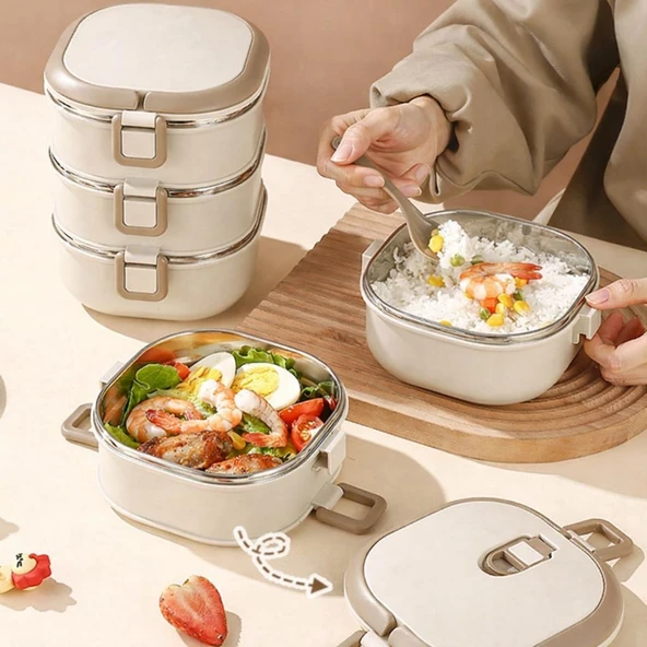 PTTAVM: Valkyrie 3 Katlı Yemek Kabı 2100 ml – Termal Çantalı Lunch