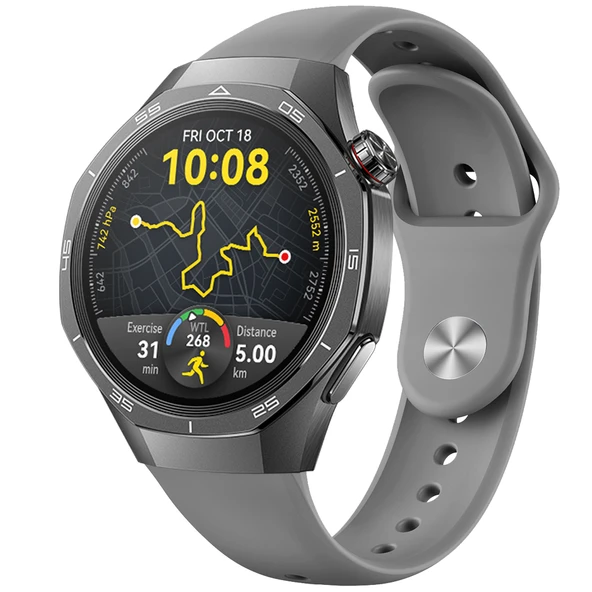 Huawei Watch GT5 Pro İle Uyumlu Klasik PureLux Soft Silikon Kordon  Koyu Gri ürün görseli 1