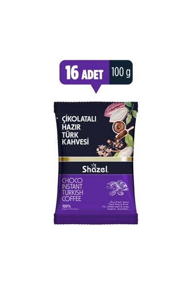 Çikolatalı Hazır Türk Kahvesi 100g (100 GR X 16 ADET) ürün görseli 1