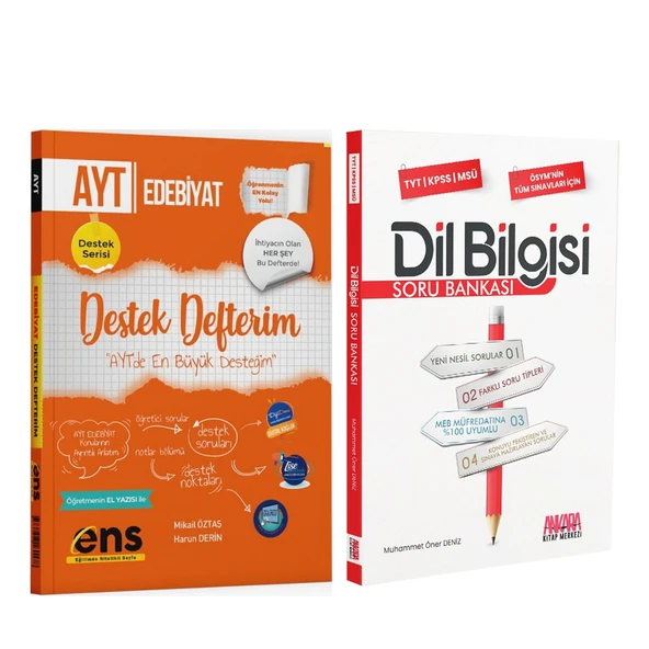 ENS AYT Türk Dili ve Edebiyatı Destek Defteri ve AKM Dil Bilgisi Soru Bankası Seti 2 Kitap ürün görseli 1