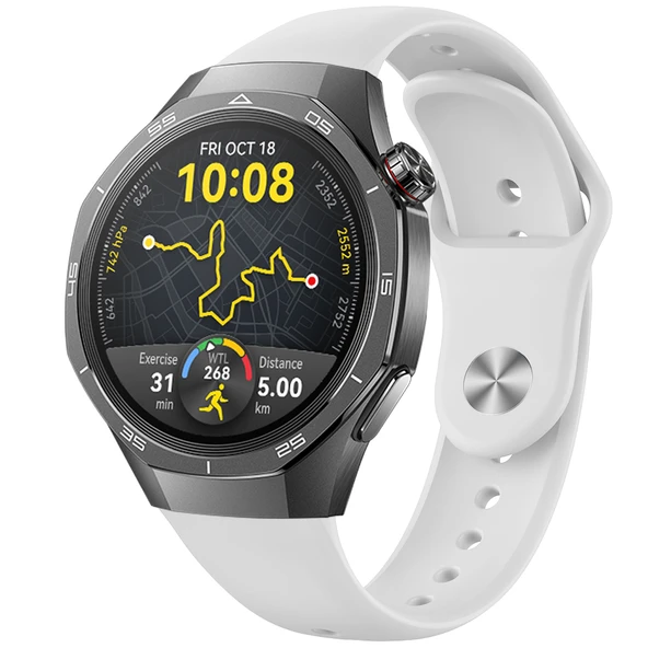 Huawei Watch GT5 Pro İle Uyumlu Klasik PureLux Soft Silikon Kordon  Beyaz ürün görseli 1