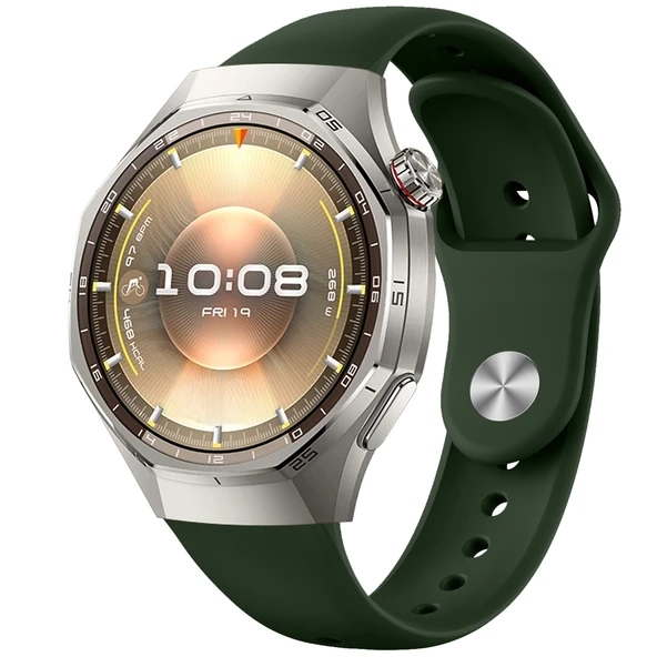 Huawei Watch GT6 Pro İle Uyumlu Klasik PureLux Soft Silikon Kordon  Haki ürün görseli 1