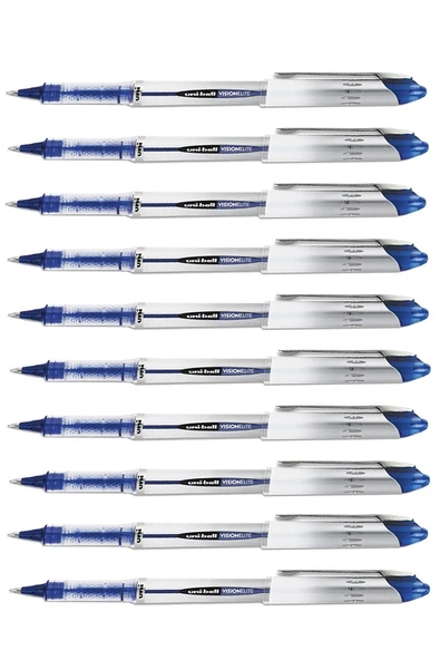 Mavi Pilot Kalem UB-200 Vision Elite 0.8mm 10 Adet Uniball Pilot Kalem 0.8 mm Roller Uçlu Pilot Kalem İnce Uçlu Likit ürün görseli 1