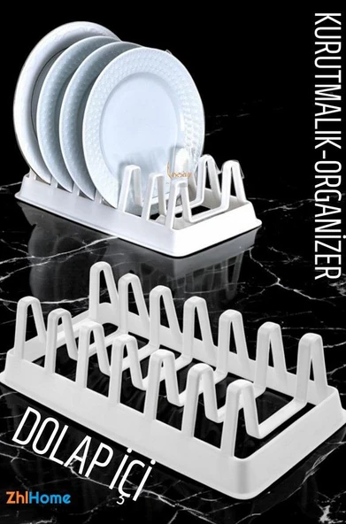 Zhlhome 2 li Dolap İçi Tencere Kapak Ve Tabak Düzenleyici Kurutmalık Organizer Beyaz ürün görseli 1