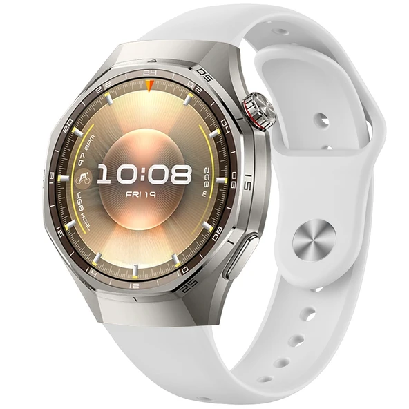 Huawei Watch GT6 Pro İle Uyumlu Klasik PureLux Soft Silikon Kordon  Beyaz ürün görseli 1