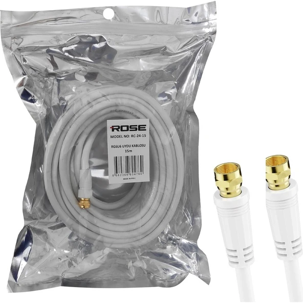 Rg6 F Konnektörlü Hazır Anten Kablo 15MT Rose Rc-24-15 ürün görseli 1