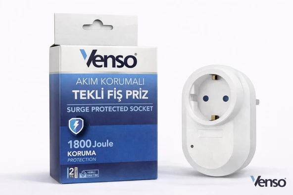 Venso Akım Korumalı Tekli Fiş Priz  1800 Joule ürün görseli 1