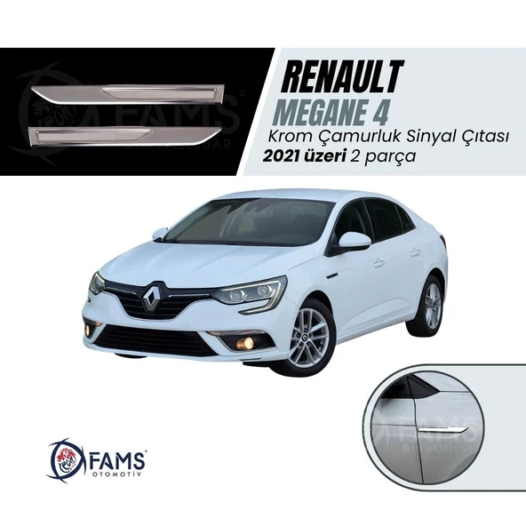 Renault Megane 4 Krom Çamurluk Sinyal Çıtası 2021 Üzeri Uyumlu 2 parça P. Çelik ürün görseli 1