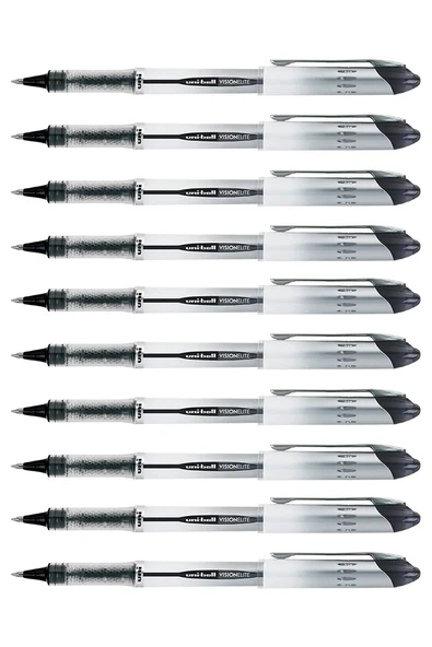 Siyah Pilot Kalem UB-200 Vision Elite 0.8mm 10 Adet Uniball Pilot Kalem 0.8 mm Roller Uçlu Pilot Kalem İnce Uçlu Likit ürün görseli 1