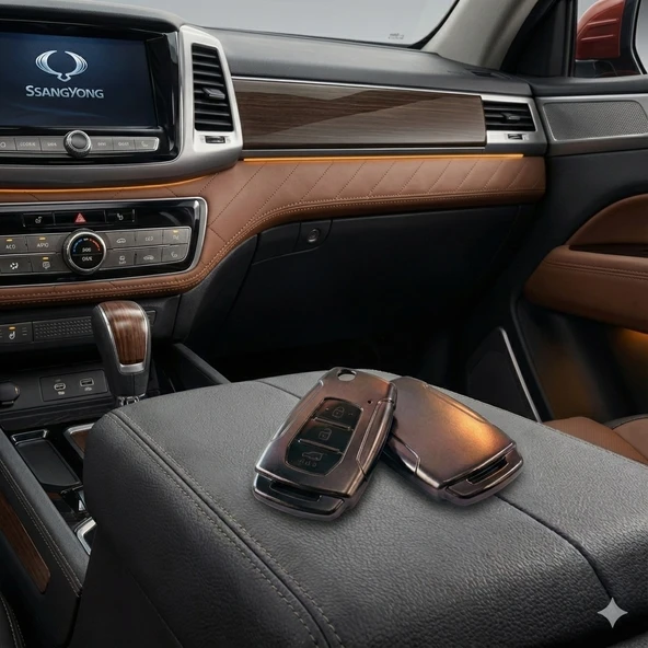 Torres Musso Korando Uyumlu Smart 3 Buton Silikon Oto Anahtar Kumanda Kabı Kılıf Gri ürün görseli 1