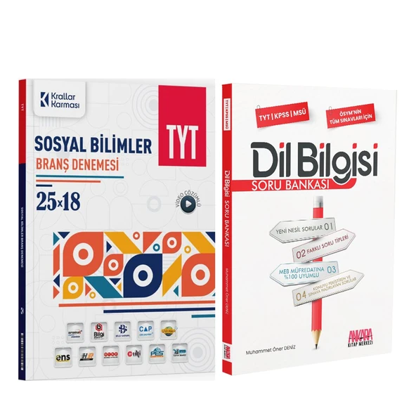 Krallar Karması TYT Sosyal Bilimler Branş Denemesi ve AKM Dil Bilgisi Soru Bankası Seti 2 Kitap ürün görseli 1