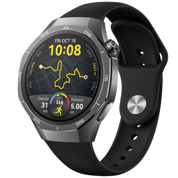 Huawei Watch GT5 Pro İle Uyumlu Klasik PureLux Soft Silikon Kordon  Siyah ürün görseli 1