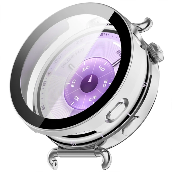 Huawei Watch GT6 41mm Uyumlu Kılıf Sert PC Kasa ve Ekran Koruyucu Kılıf  Gümüş ürün görseli 1