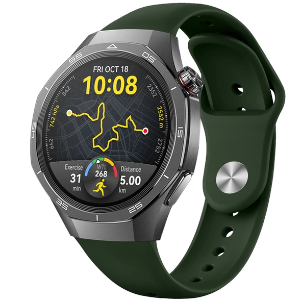 Huawei Watch GT5 Pro İle Uyumlu Klasik PureLux Soft Silikon Kordon  Haki ürün görseli 1