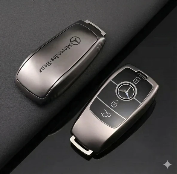 Mercedes E Seri 2017-2020 Uyumlu Smart 3 Buton Silikon Oto Anahtar Kumanda Kabı Kılıf Gri ürün görseli 1