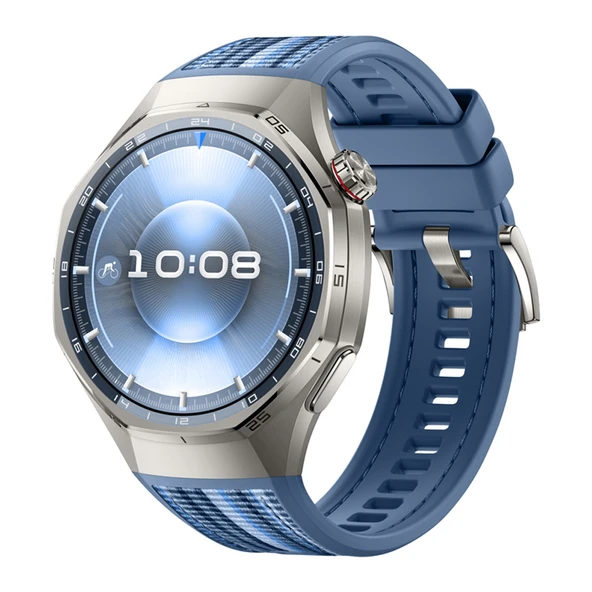 Huawei Watch GT6 Pro 46mm İle Uyumlu Örgü Desen Metal Tokalı Silikon Akıllı Saat Kordonu  Mavi ürün görseli 1