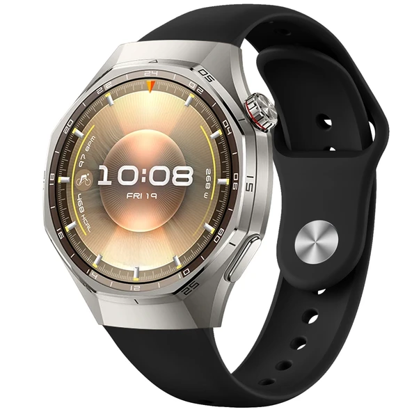 Huawei Watch GT6 Pro İle Uyumlu Klasik PureLux Soft Silikon Kordon  Siyah ürün görseli 1