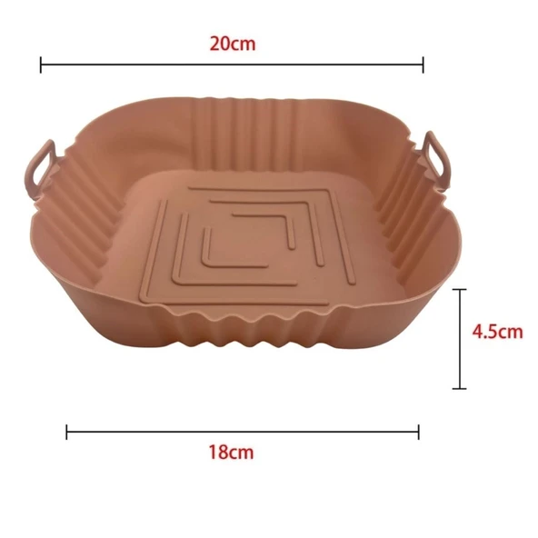 Renkli Isıya Dayanıklı Yıkanılabilir Silikon Fırın  Airfryer Kare Model Pişirme Matı 20 cm - Stokta Olan Renk Gönderilir ürün görseli 1