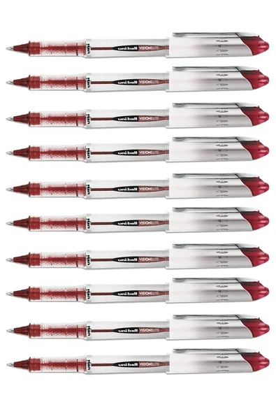 Kırmızı Pilot Kalem UB-200 Vision Elite 0.8mm 10 Adet Uniball Pilot Kalem 0.8 mm Roller Uçlu Pilot Kalem İnce Uçlu Likit ürün görseli 1