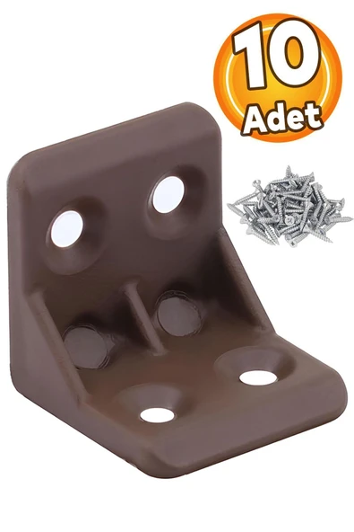 Mobilya Eşya Dolap Köşebent Bağlantı Sabitleme Sabitleyici L Gönye 25x25x25 Mm Kahverengi (10 ADET) ürün görseli 1