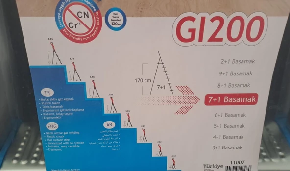 GALVENİZ KAPLAMA MERDİVEN 7+1 BASAMAKLI - Resim 2