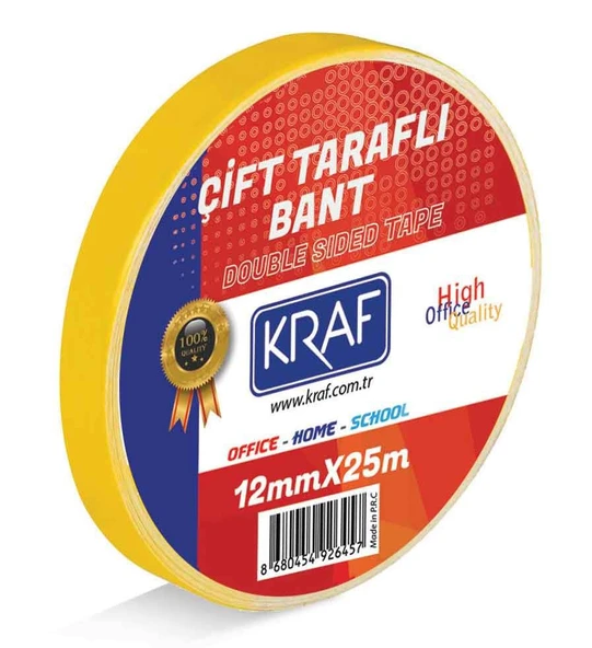 KRAF ÇİFT TARAFLI BANT 12MM X 25 METRE (2512G) ürün görseli 1