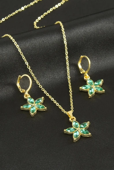 Papatya Taşlı Set Kolye - Resim 2