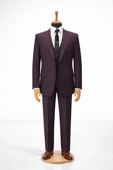 Erkek İtalyan Kesim Slim Fit Yelekli Takım Elbise - 7490 ürün görseli 1