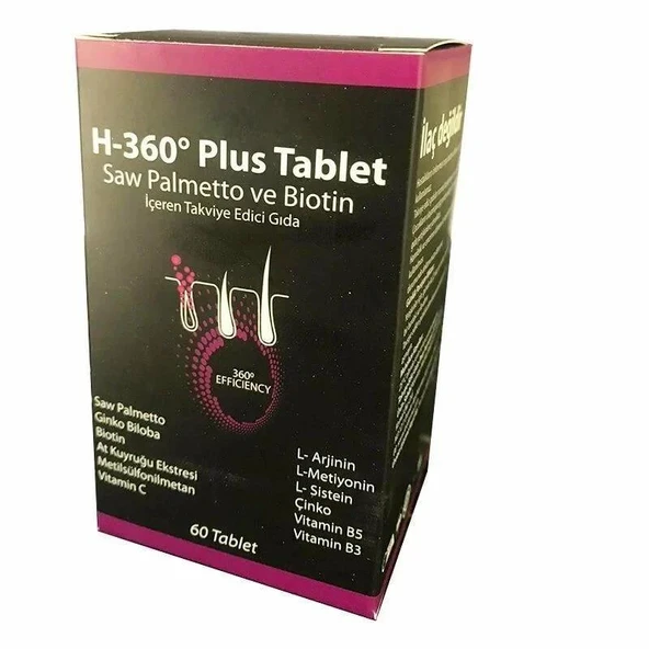 Hair 360 Plus Saw Palmetto ve Biotin 60 tablet ürün görseli 1