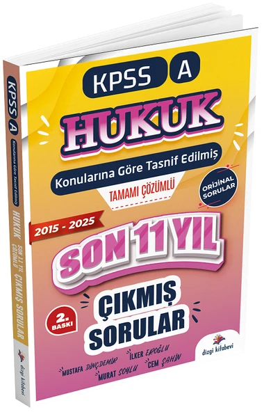 Dizgi Kitap 2026 KPSS A Hukuk Konularına Göre Tasnif Edilmiş Son 11 Yıl Tamamı Çözümlü Orijinal Çıkmış Sorular 2. Baskı ürün görseli 1