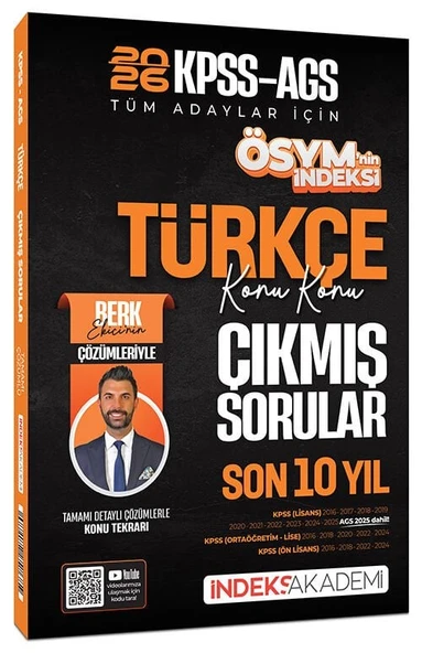 İndeks Akademi 2026 KPSS MEB-AGS Türkçe ÖSYM nin İndeksi Çıkmış Sorular Son 10 Yıl Konu Konu Çözümlü - Berk Ekici İndeks Akademi Yayıncılık ürün görseli 1