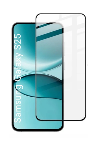Samsung Galaxy S25 Uyumlu Tam Kaplayan Premium Ekran Koruyucu Cam Anti-Static Özellikli Siyah Çerçeveli ürün görseli 1