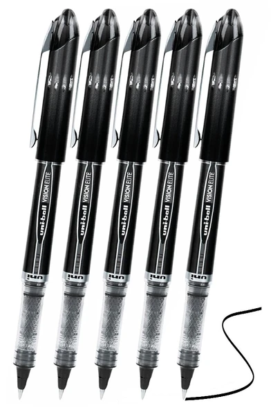Siyah Pilot Kalem UB-205 Vision Elite 0.5mm 5 Adet Uniball Pilot Kalem 0.5 mm Roller Uçlu Pilot Kalem İnce Uçlu Likit ürün görseli 1