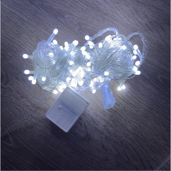 10 M 100 Led Damla Uçlu Beyaz Işık Şeffaf Kablo MZ-17-1 ürün görseli 1