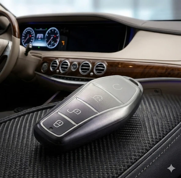 BYD Uyumlu Smart 3 Buton Silikon Oto Anahtar Kumanda Kabı Kılıf Gri ürün görseli 1