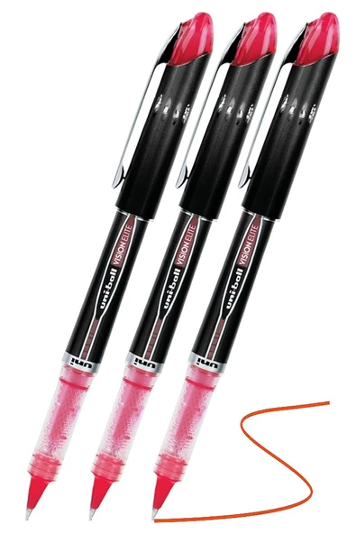 Kırmızı Pilot Kalem UB-205 Vision Elite 0.5mm 3 Adet Uniball Pilot Kalem 0.5 mm Roller Uçlu Pilot Kalem İnce Uçlu Likit ürün görseli 1