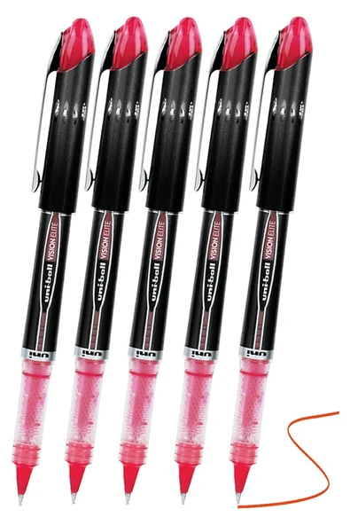 Kırmızı Pilot Kalem UB-205 Vision Elite 0.5mm 5 Adet Uniball Pilot Kalem 0.5 mm Roller Uçlu Pilot Kalem İnce Uçlu Likit ürün görseli 1