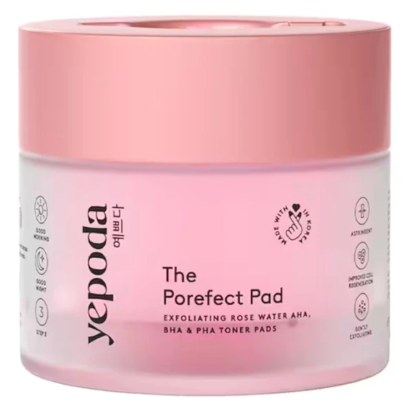 YEPODA The Porefect Pad – Gül Suyu, AHA, BHA ve PHA'lı Canlandırıcı Peeling Pedleri 120 ml ürün görseli 1