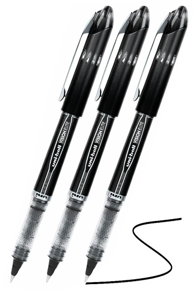 Siyah Pilot Kalem UB-205 Vision Elite 0.5mm 3 Adet Uniball Pilot Kalem 0.5 mm Roller Uçlu Pilot Kalem İnce Uçlu Likit ürün görseli 1