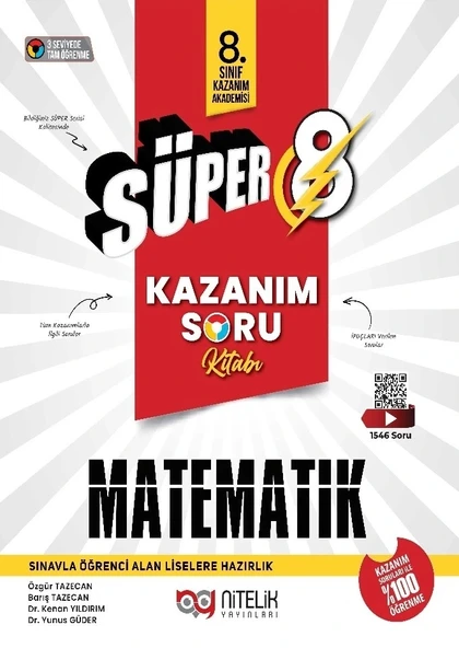 Nitelik 8.Sınıf Süper Matematik Kazanım Soru Kitabı ürün görseli 1