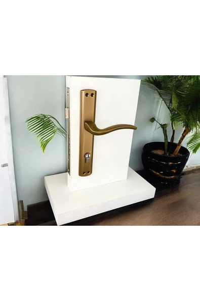 Trim Mat Antik Sarı Aynalı Yale Çelik Kapı Kolu Sağ Elle Açılır Tek Taraf (Kilit Hariçtir) ürün görseli 1